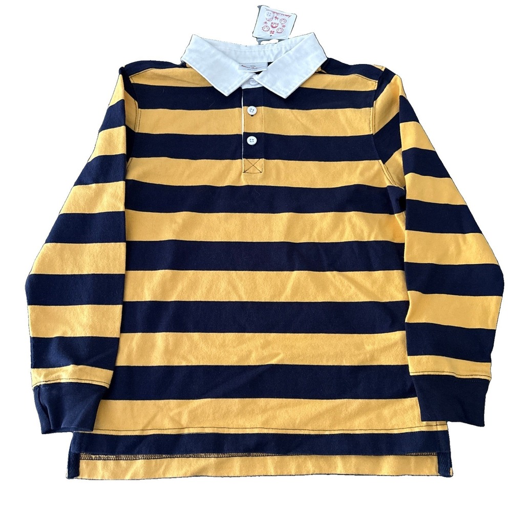Hanna Andersson Boys Long Sleeve Polo-Collared Striped Rugby Shirt Size 130 US 8